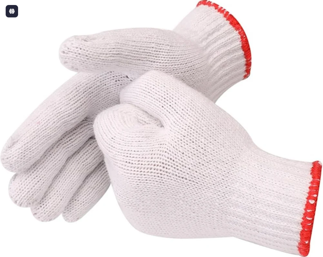 White Cotton Gloves Natural