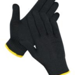 Black Cotton Gloves, Yellow Cuff