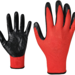 Nitrile Coated Gloves, Black & Red