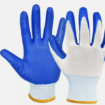 Nitrile Coated Gloves, Blue & White