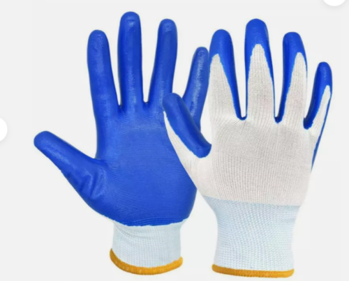 Nitrile Coated Gloves, Blue & White
